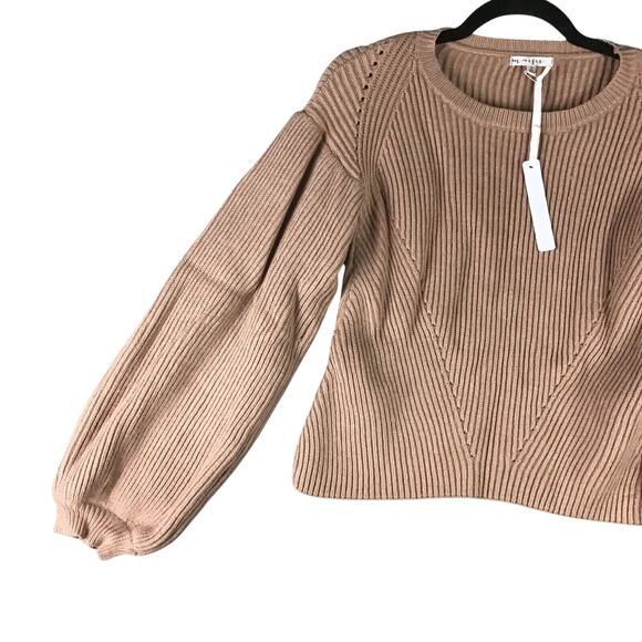 Nordstrom Women’s Small Camel Tan Cropped Pullover Sweater Balloon Sleeves NWT - Picture 10 of 14